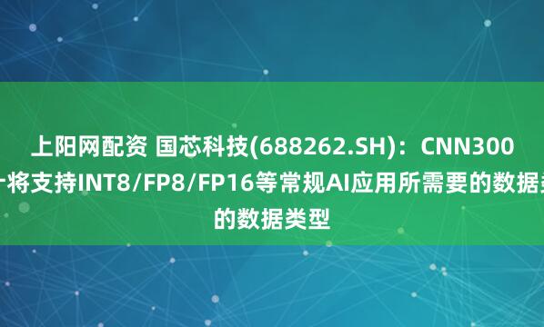 上阳网配资 国芯科技(688262.SH)：CNN300预计将支持INT8/FP8/FP16等常规AI应用所需要的数据类型